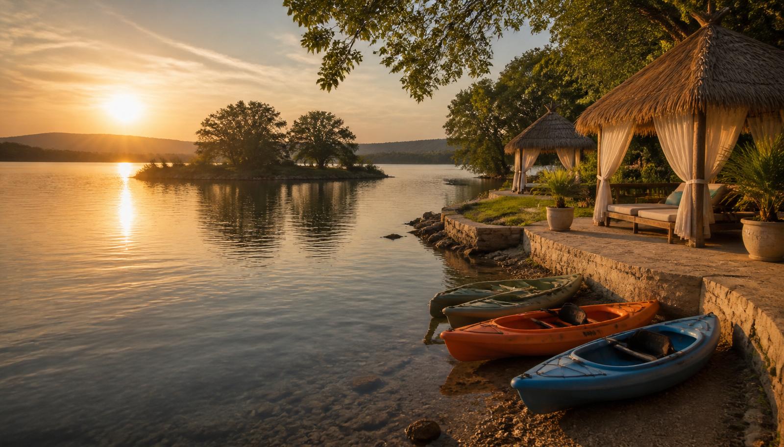 Houston, TX guide cover with a calm Texas lake day-trip scene at Son's Island on Lake Placid