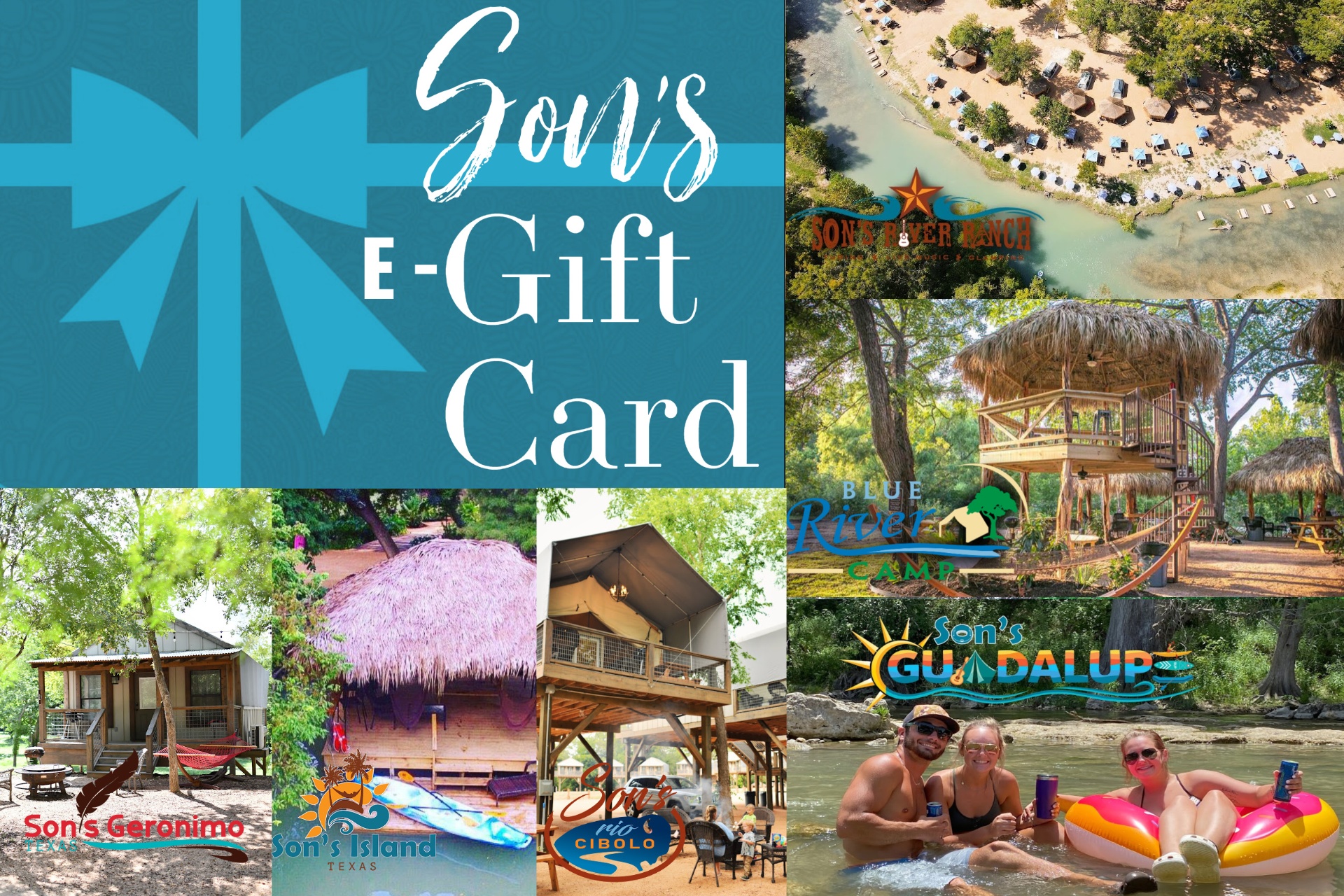 Son's E-Gift Card - Valid at Son's Island, Son's River Ranch, Blue River Camp, and Son's Guadalupe