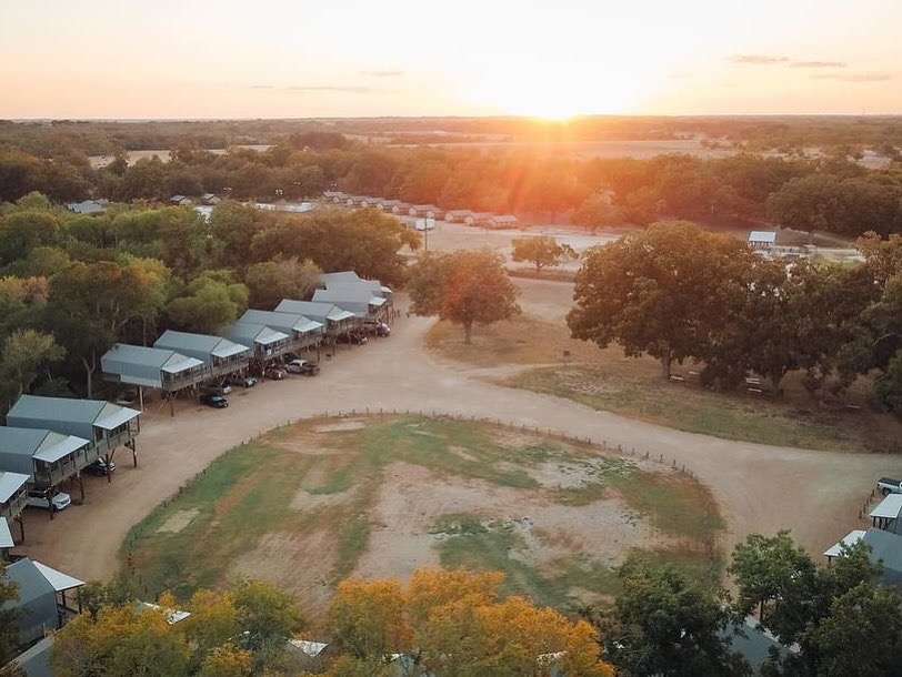 Son's Rio Cibolo aerial view at sunset